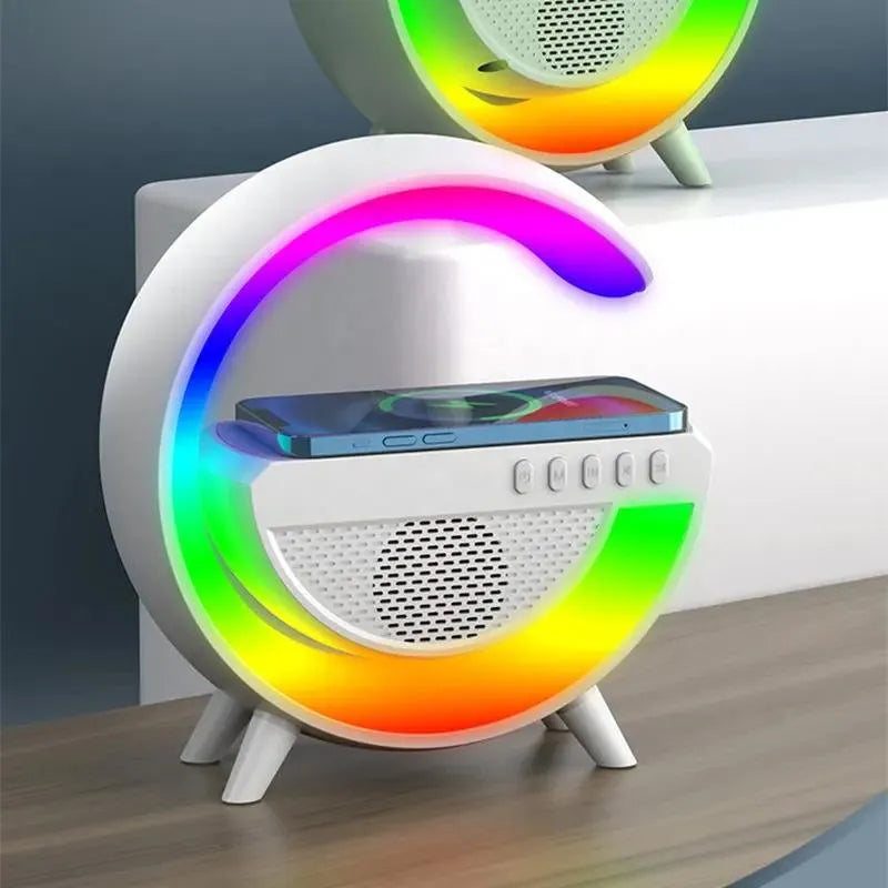 Caixa de Som G-Speaker Carregador Sem Fio Bluetooth RGB Lâmpada De Mesa LED