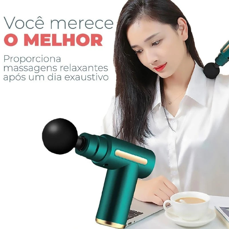 Pistola Elétrica Massageadora Profissional Muscular Recarregável Linha Premium