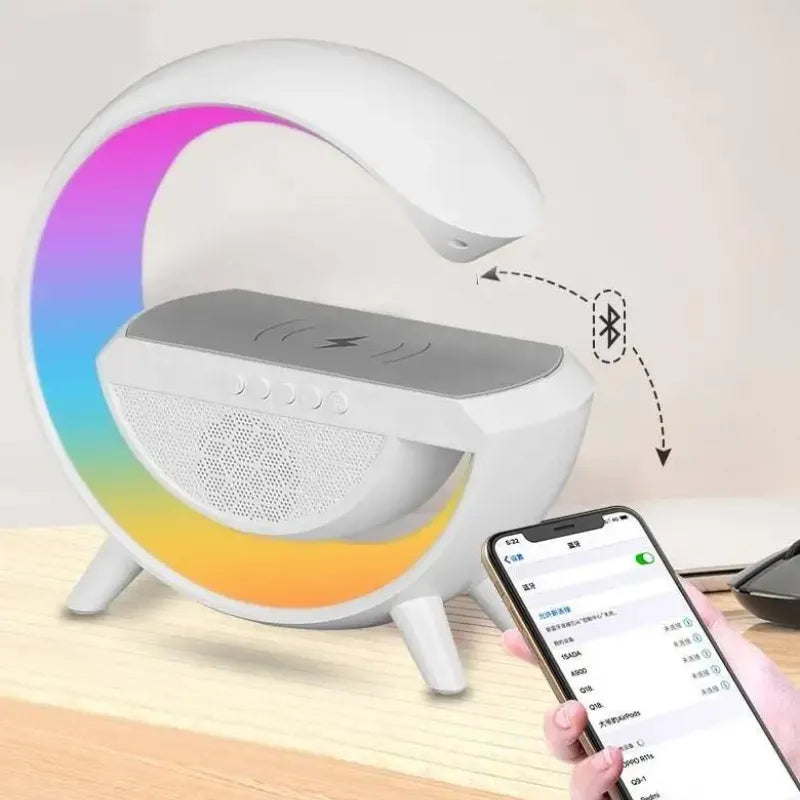 Caixa de Som G-Speaker Carregador Sem Fio Bluetooth RGB Lâmpada De Mesa LED