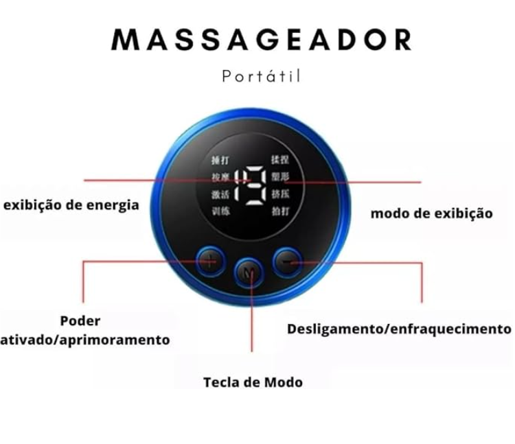 Mini Massageador Elétrico Portátil Alivia Dores Corpo e Pescoço